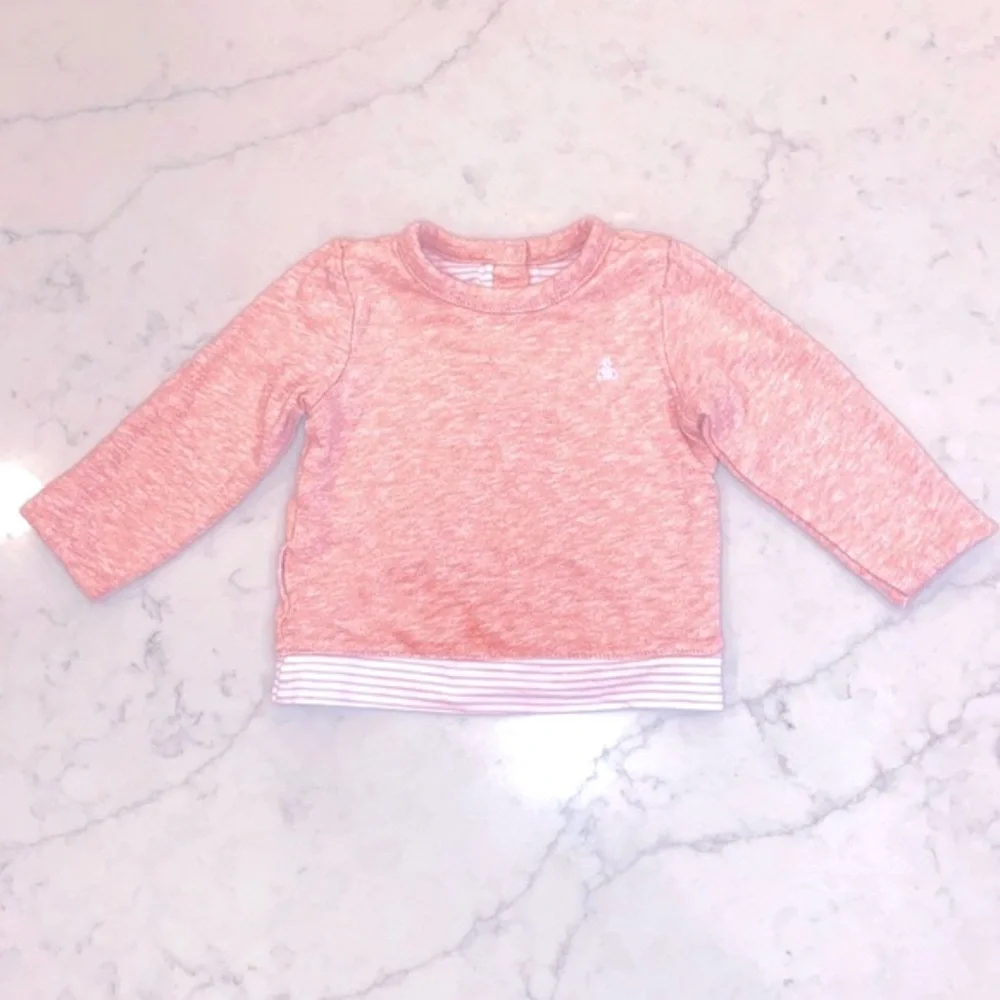 EUC Gap Baby Girls’ Pink Heather Stripe Reversible Sweatshirt/ Top (6-12m) - Picture 5 of 7